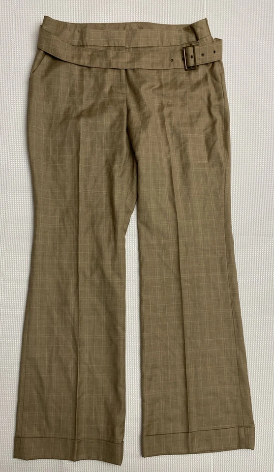 Conjunto de traje de pantalones y blazer Anne Klein para mujer talla 14 tostado 2 piezas elegante lana a cuadros Foto 2 de 4