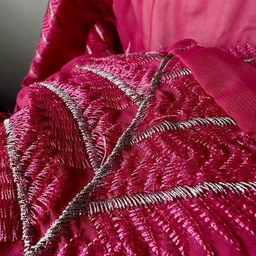 Sharon Young Bluse fuchsia rosa halbtransparent bestickt Blätter relaxed Gr. L - Bild 8 von 10