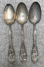 Antique 3 Large Soup Spoons CARNATION 1908 W.R. Keystone Silverplate 7"