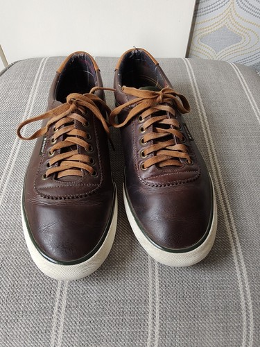 Barbour Brown Leather Country Shoes / Trainers Mens Size Uk 8, Logo On Bottom. - Picture 3 of 21