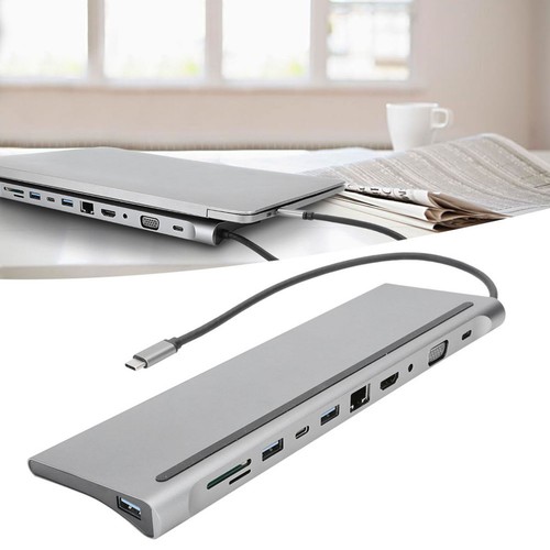 11 In 1 Hub Type‑C Expansion Dock USB3.1 To Card Reader Multi‑Functiona NEW - Afbeelding 10 van 12