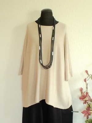 Italy Moda° Überweiter Kasten Überwurf Pullover Beige Plus Size   Einheitsgröße