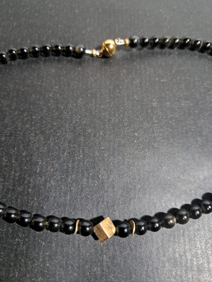 Kette Perlenkette Schwarz 43cm mit Magnetverschluß - Bild 2 von 2