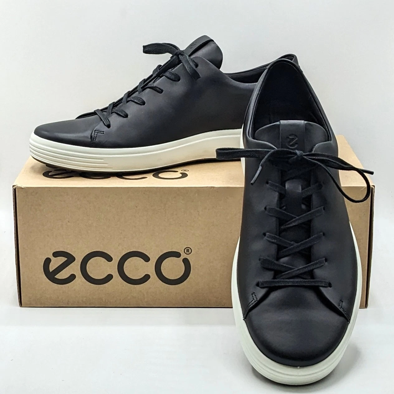 ECCO “Soft 7” Men's Scandinavian/Contemporary Design Black Leather Sneaker NEW