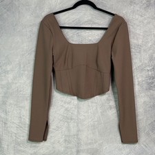 Abercrombie  Fitch Brown Corset Top Square Neck sz M minimalist coquette