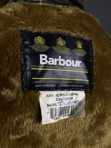 Barbour Border + Liner Vintage Men's Green Waxed Motorcycle Jacket Size C40 - Picture 11 of 15
