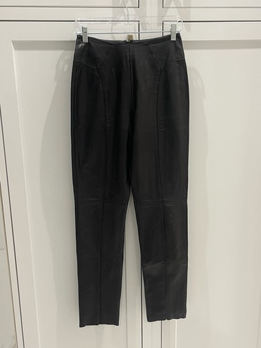 Limited Leather Women Pants Black Soft 100% Leather High Waist Straight Size 8
