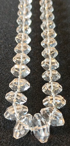 Vintage Art Deco Rock Crystal Graduated Bead Necklace White Gold Filled Clasp - Picture 2 of 9