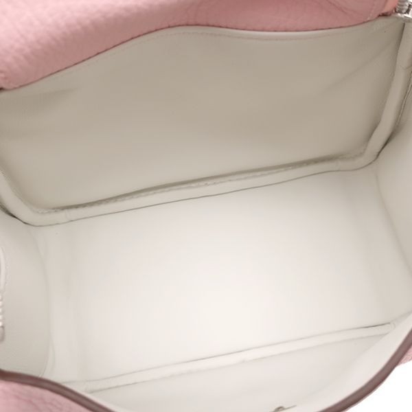 HERMES Lindy 2 Mini Shoulder Bag, Taurillon Clemence Leather, Rose Sakura K image 8