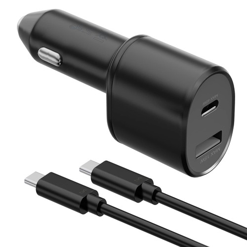 Samsung Super Fast Dual Car Charger (45W+15W) with Super Fast Charging Cable ...