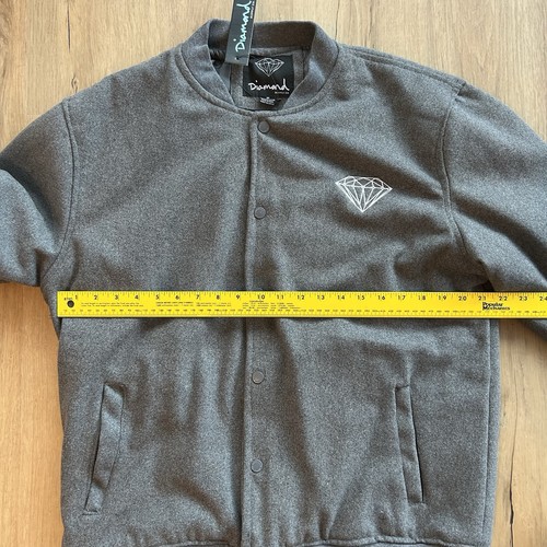 Diamond Supply Co Giacca Bomber Trapuntata Grigio Uomo Media Full Zip Snap Front - Foto 5 di 7