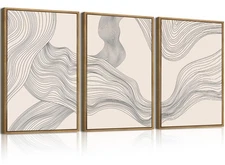 Neutral Canvas Wall Art Modern Abstract Canvas Painting Beige Wall Decor 12x1...