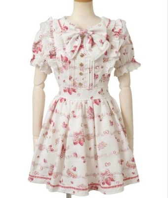 Liz Lisa Creamy Berry Pattern One Piece White Red Original Pattern