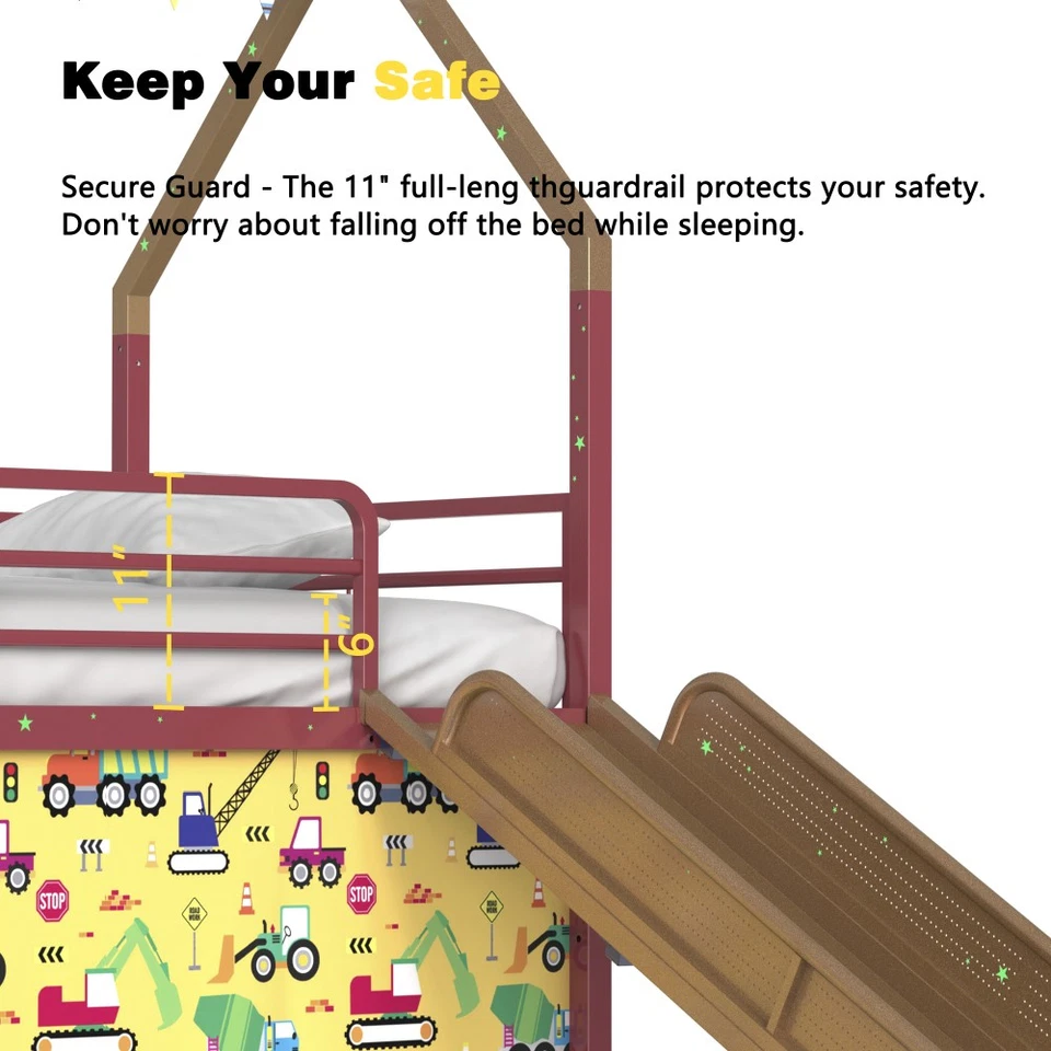 Cama tipo loft doble de metal para casa junior con juego de cortinas y correderas Foto 4 de 4