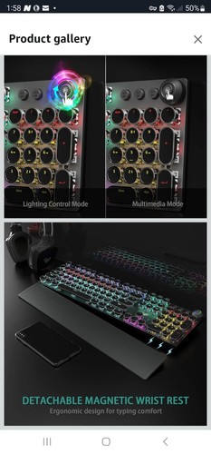 AULA F2088 Typewriter Style Mechanical Gaming Keyboard Blue Switches,Rainbow ... - Picture 2 of 4