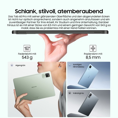 Blackview Tab 60 Pro Android Tablet 10,1 Zoll 12GB+128GB Widevine L1 4G Dual SIM - Afbeelding 2 van 10