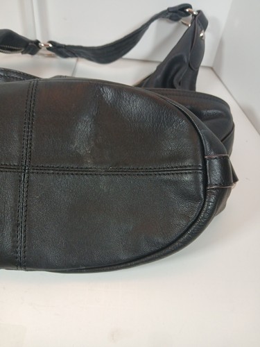 Tignanello black pebble leather single handle medium satchel purse satin lining - Picture 15 of 15