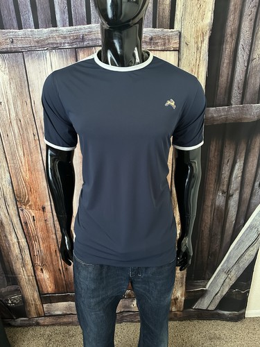 Tracksmith Kurzarm dunkelblau & grau Crew Active Knit Größe Medium