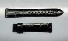 18mm Black Genuine Leather Watch Band - USA