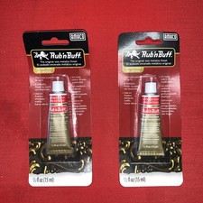 Lot of 2 Amaco Rub 'n Buff Wax Metallic Finish Antique Gold 1/2 Fl Oz Each New