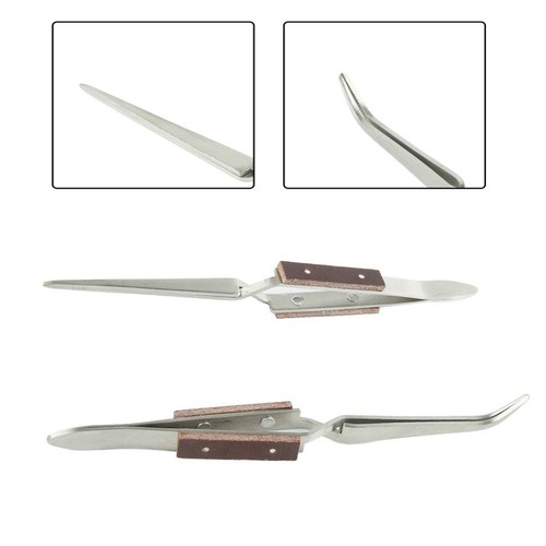 Hand Tool Head Tweezer Jewelry Soldering Stainless Steel Straight/Curved - Imagen 1 de 14