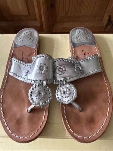 Authentische Jack Rogers Navajo Sandalen Größe 8 silberfarben - Bild 1 von 8