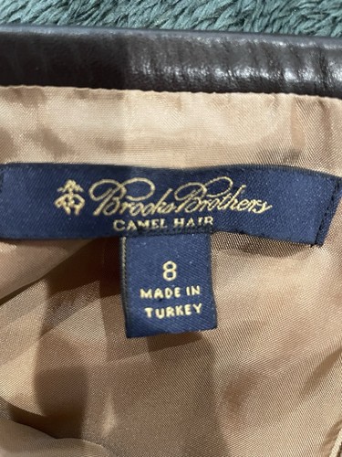 Brooks Brothers Damen hellbraun 100 % Kamelhaar braun Lederbesatz Rock Größe 8 - Bild 6 von 6