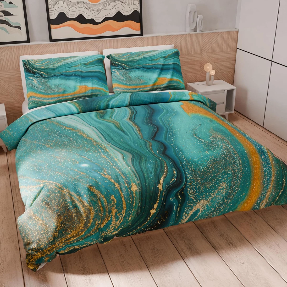 Copripiumino Homemissing Sial Con Barche - Set Letto In Microfibra 200x200 Cm, Stampa 3D Nautica Per Bambini E Ragazzi, Blu