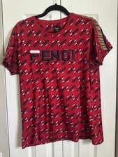FENDI Red Monogram T-shirt- Size MEDIUM - Pre-owned