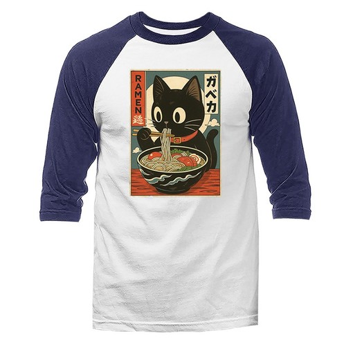 Gato Ramen Fideos Anime Japonés Manga Kawaii Gato Humoroso Manga 3/4 Raglán - Imagen 4 de 10