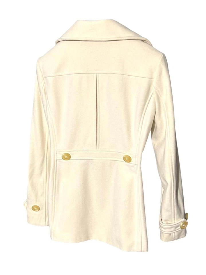 GAP Mujer (L) Marfil Crema Mezcla Lana Chaquetón Cierre Botón Forro Sedoso Foto 2 de 4