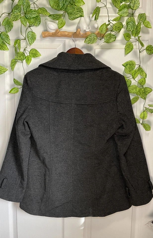 Chaquetón para mujer NAUTICA gris doble botonadura mezcla lana forrado púrpura ~ talla 10 Foto 2 de 4