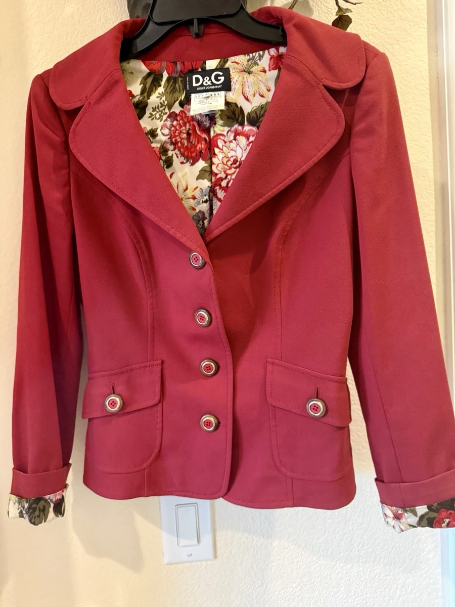 【38】D&G DOLCE & GABBANA ♡ フローラル ジャケット Single-breasted floral quilted jacquard Turlington jacket in Pink