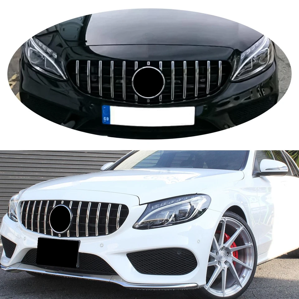 Front Grille Grill Fit 2015-2018 Mercedes Benz W205 C180 C200 C230 C250 C300 C43 Foto 3 de 4