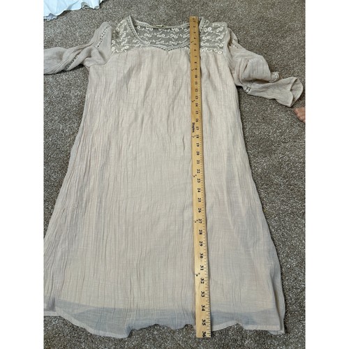 Indigo Rose beige tan tunic dress lightweight lace shoulder swimsuit cover up PL - Picture 4 of 9