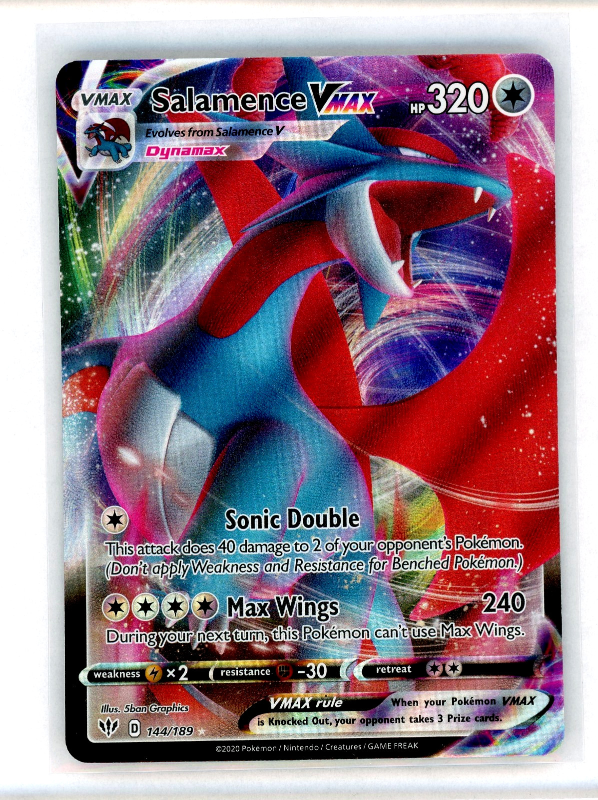 Pokémon TCG Salamence VMAX Darkness Ablaze 144/189 Holo Ultra Rare - NM