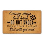 Funny Doormat Crazy Dogs Live Here Do Not Knock They Will Bark Entrance Mat F...