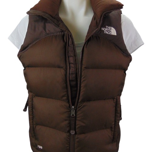 Women’s XS The North Face 700 Fill Down Puffer Vest Brown Goose Y2K Retro - Picture 2 of 11