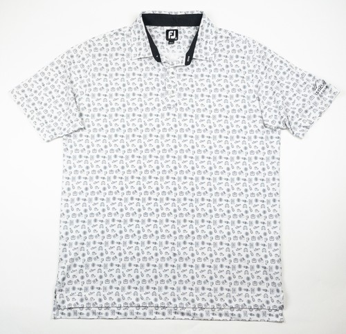 Polo de golf FootJoy estampado de viaje para hombre XL blanco Lisle golf absorbente equipaje de avión - Imagen 2 de 14