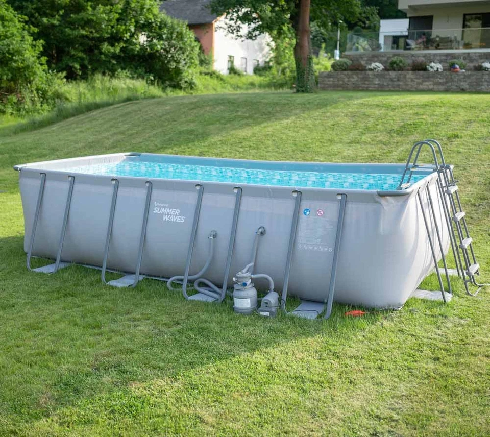 Aufstellpool Schwimmbad Schwimmbecken rechteckig grau Komplettset 549x274x132cm - Bild 2 von 4