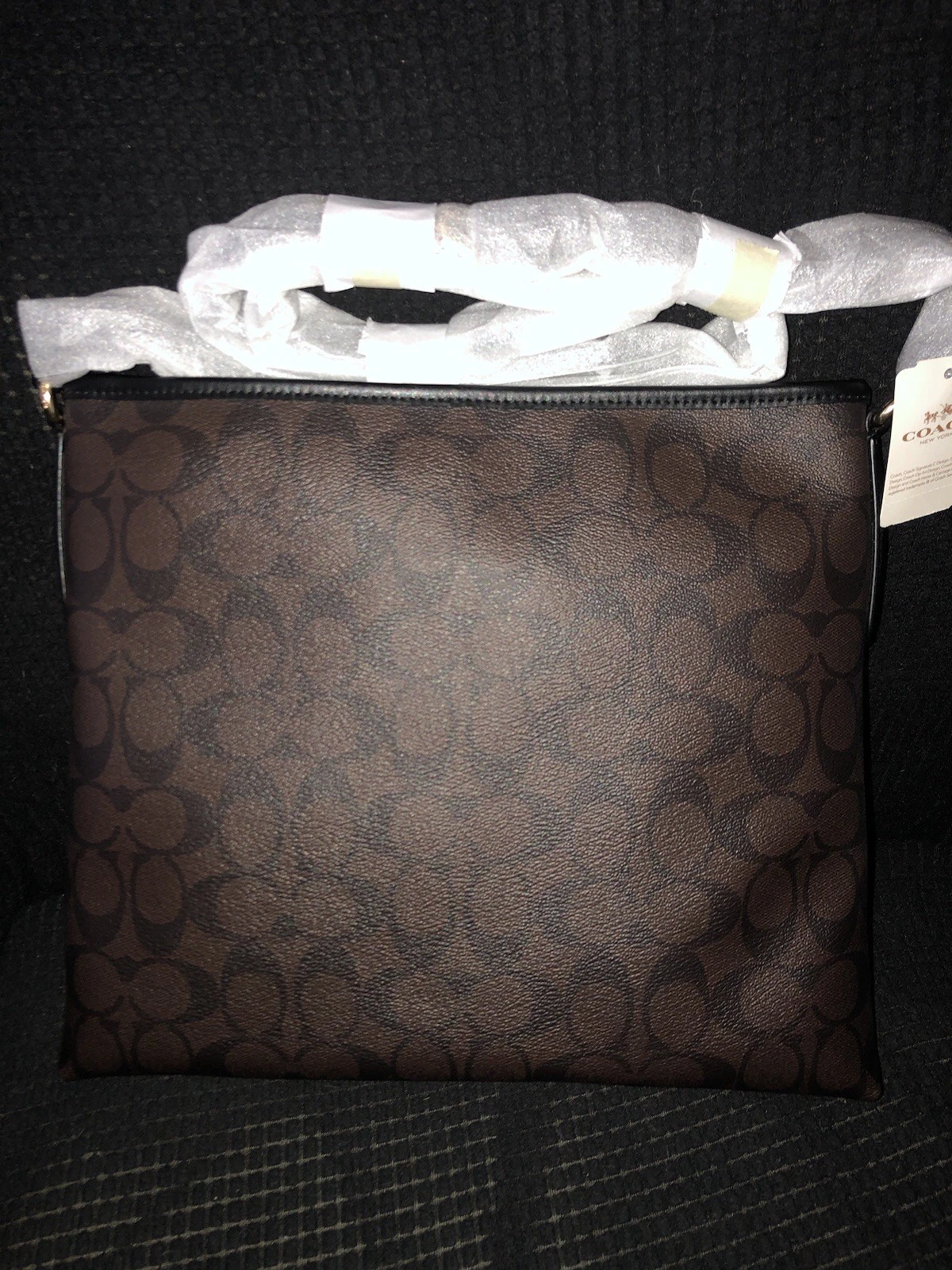 Borsa a tracolla Coach Signature Zip File marrone nero F58297 nuova con etichette borsa $ 225