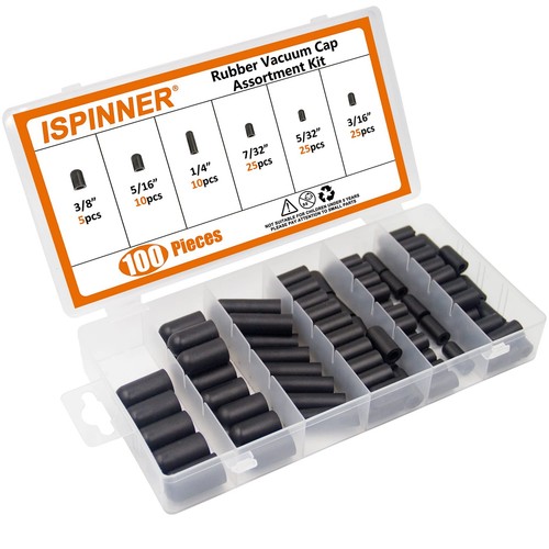 Ispinner 100Pcs Kit Assortimento Tappi Aspiranti in Gomma, Tappi Terminali Tubo per C - Foto 5 di 7