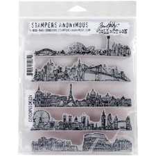 Stampers Anonymous CMS-224 Tim Holtz Cling Stamps 7"X8.5"-Cityscapes