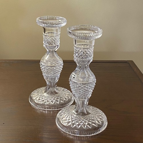 Pair Waterford ALANA Crystal 7 1/4" Hollow Candlesticks Candle Holders ~ Signed - Picture 9 of 21