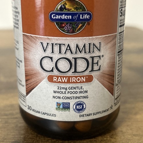 Garden of Life Vitamin Code RAW Iron 30 Vegan Caps Gluten-Free NEW BOX DAMAGE - Imagen 2 de 6
