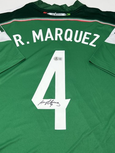 Rafael Marquez Hand Signed Autographed Green Adidas Mexico Jersey BAS Beckett XL