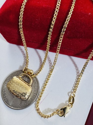 18K 750 Real Saudi Fine Genuine Gold Purse Bag Necklace 15.6”/16 long 2mm 4.8g - Picture 5 of 24