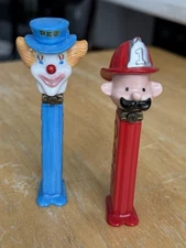 Midwest Of Cannon Falls Porcelain Pez Dispenser No Box Lot of 2 Clown & Fireman