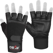DEFY Padded Weight Lifting Gloves with 13" Long Wrist Wrap Genuine X-Large