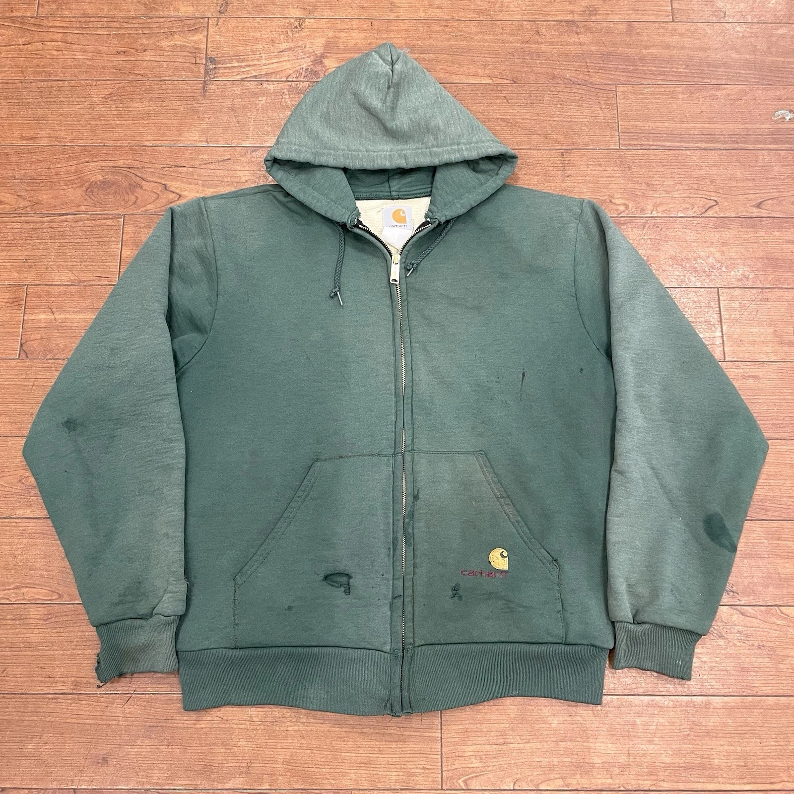 🔥VTG 90’s Faded Distressed Green Carhartt K129 Thermal Lined Zip Up Hoodie🔥
Opens in a new window